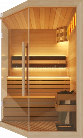 Двухместная угловая финская сауна Luxury из кедра